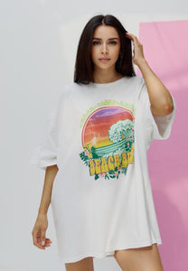 Oversized T-Shirt BEACH BUM Print