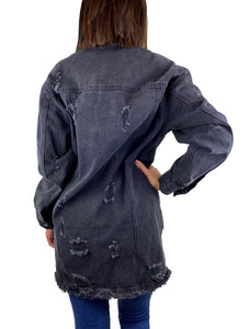 Jeansjacke Oversized Lang - Grau