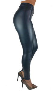 Leder Look Leggings Black